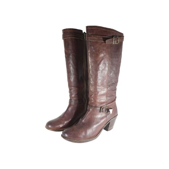 Frye Women's Carmen 14L US 10B side Zip Brown Tall Equestrian Riding Boots - Picture 1 of 14